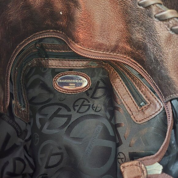 FRANCESCO BIASIA Large Bohemian Style Hobo Shoulder Bag GENUINE LEATHER - Picture 5 of 11